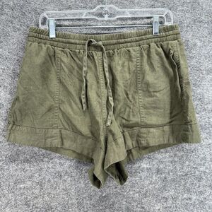 Universal Thread Shorts Women M Medium Gray Mid Rise Drawstring Linen Pockets